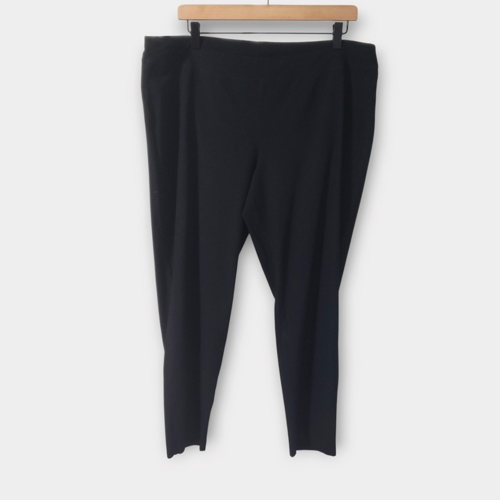 Eileen Fisher Black Crepe Viscose Nylon Stretch Slim Ankle Pants XL